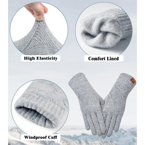 Winter Gloves for Women Touch Screen Elastic Thermal Knit Lining Warm Gloves for - Picture 3 of 7